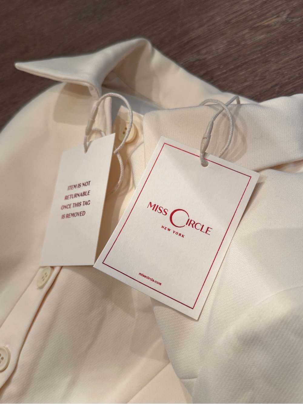 Miss Circle Women's Obelia Off White Long Sleeve Polo Mini Dress. NWT Size XS - Picture 11 of 13